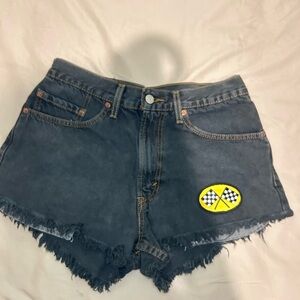 Washed Blue Vintage Levi's Jean Shorts with Yellow Patch